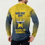 Personalized North Queensland Cowboys Button Sweatshirt Easter Mascot - Colorful Eggs Cartoon Style