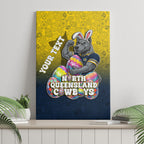 Personalized North Queensland Cowboys Canvas Wall Art Easter Mascot - Colorful Eggs Cartoon Style