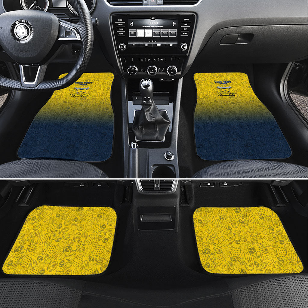 Personalized North Queensland Cowboys Car Mats Easter Mascot - Colorful Eggs Cartoon Style