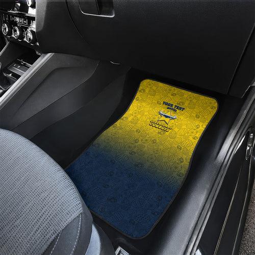 Personalized North Queensland Cowboys Car Mats Easter Mascot - Colorful Eggs Cartoon Style