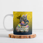 Personalized North Queensland Cowboys Ceramic Mug Easter Mascot - Colorful Eggs Cartoon Style