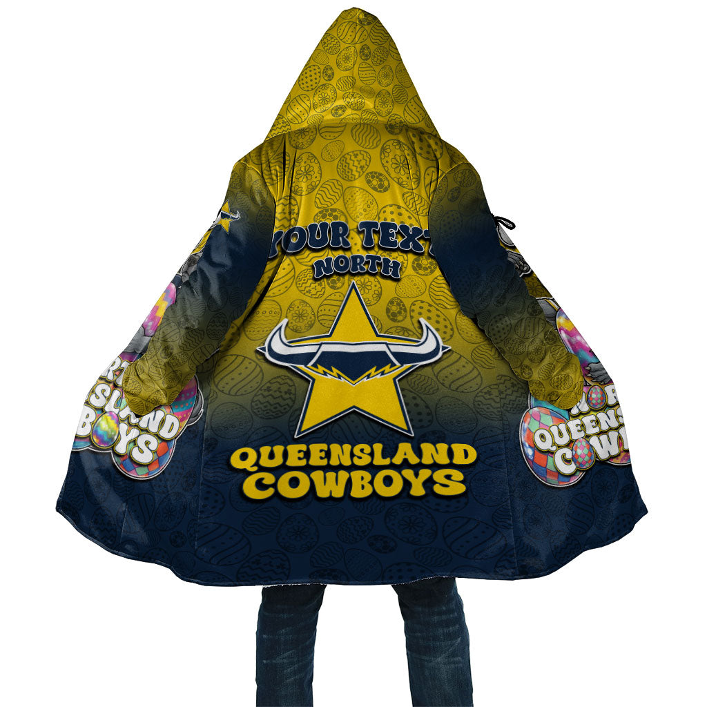 Personalized North Queensland Cowboys Cloak Easter Mascot - Colorful Eggs Cartoon Style