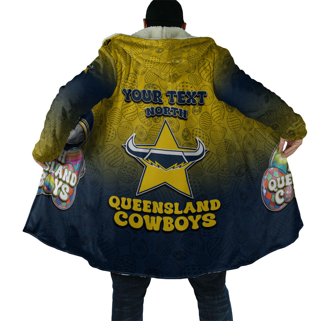 Personalized North Queensland Cowboys Cloak Easter Mascot - Colorful Eggs Cartoon Style