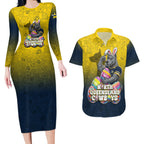 Personalized North Queensland Cowboys Couples Matching Long Sleeve Bodycon Dress and Hawaiian Shirt Easter Mascot - Colorful Eggs Cartoon Style