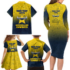 Personalized North Queensland Cowboys Family Matching Long Sleeve Bodycon Dress and Hawaiian Shirt Easter Mascot - Colorful Eggs Cartoon Style