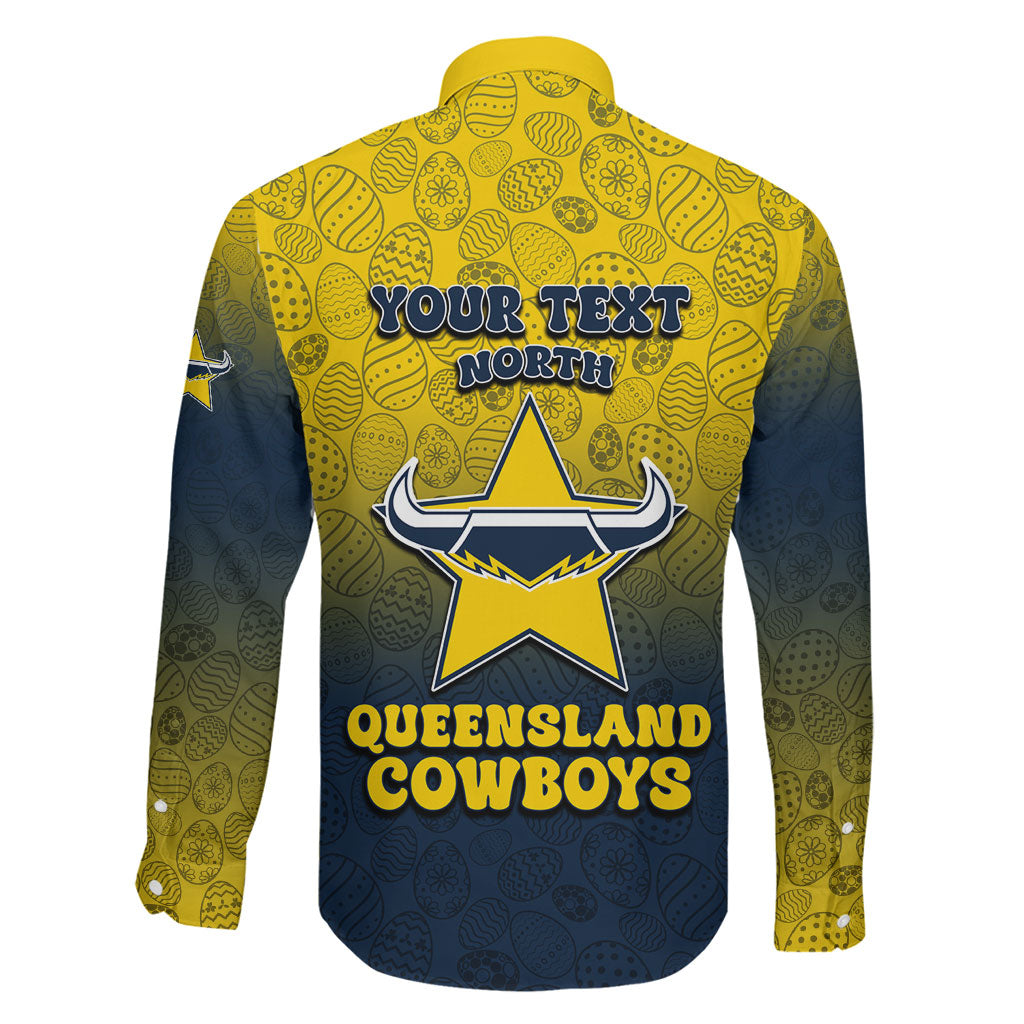 Personalized North Queensland Cowboys Family Matching Mermaid Dress and Hawaiian Shirt Easter Mascot - Colorful Eggs Cartoon Style