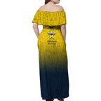 Personalized North Queensland Cowboys Family Matching Off Shoulder Maxi Dress and Hawaiian Shirt Easter Mascot - Colorful Eggs Cartoon Style