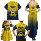 Personalized North Queensland Cowboys Family Matching Summer Maxi Dress and Hawaiian Shirt Easter Mascot - Colorful Eggs Cartoon Style