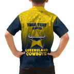 Personalized North Queensland Cowboys Family Matching Tank Maxi Dress and Hawaiian Shirt Easter Mascot - Colorful Eggs Cartoon Style