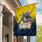 Personalized North Queensland Cowboys Garden Flag Easter Mascot - Colorful Eggs Cartoon Style