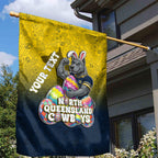 Personalized North Queensland Cowboys Garden Flag Easter Mascot - Colorful Eggs Cartoon Style