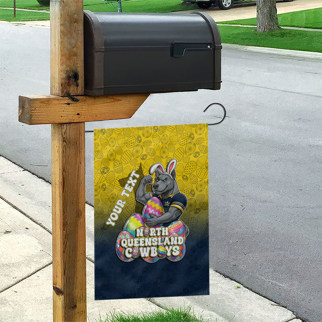 Personalized North Queensland Cowboys Garden Flag Easter Mascot - Colorful Eggs Cartoon Style