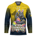 Personalized North Queensland Cowboys Hockey Jersey Easter Mascot - Colorful Eggs Cartoon Style
