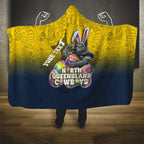 Personalized North Queensland Cowboys Hooded Blanket Easter Mascot - Colorful Eggs Cartoon Style