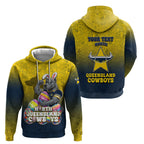Personalized North Queensland Cowboys Hoodie Easter Mascot - Colorful Eggs Cartoon Style