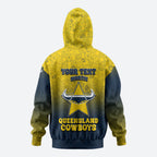 Personalized North Queensland Cowboys Hoodie Easter Mascot - Colorful Eggs Cartoon Style