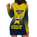 Personalized North Queensland Cowboys Hoodie Dress Easter Mascot - Colorful Eggs Cartoon Style