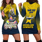 Personalized North Queensland Cowboys Hoodie Dress Easter Mascot - Colorful Eggs Cartoon Style