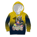 Personalized North Queensland Cowboys Kid Hoodie Easter Mascot - Colorful Eggs Cartoon Style