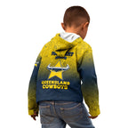 Personalized North Queensland Cowboys Kid Hoodie Easter Mascot - Colorful Eggs Cartoon Style