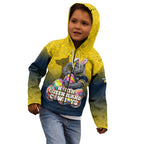 Personalized North Queensland Cowboys Kid Hoodie Easter Mascot - Colorful Eggs Cartoon Style