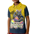 Personalized North Queensland Cowboys Kid Polo Shirt Easter Mascot - Colorful Eggs Cartoon Style
