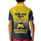 Personalized North Queensland Cowboys Kid Polo Shirt Easter Mascot - Colorful Eggs Cartoon Style