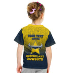 Personalized North Queensland Cowboys Kid T Shirt Easter Mascot - Colorful Eggs Cartoon Style