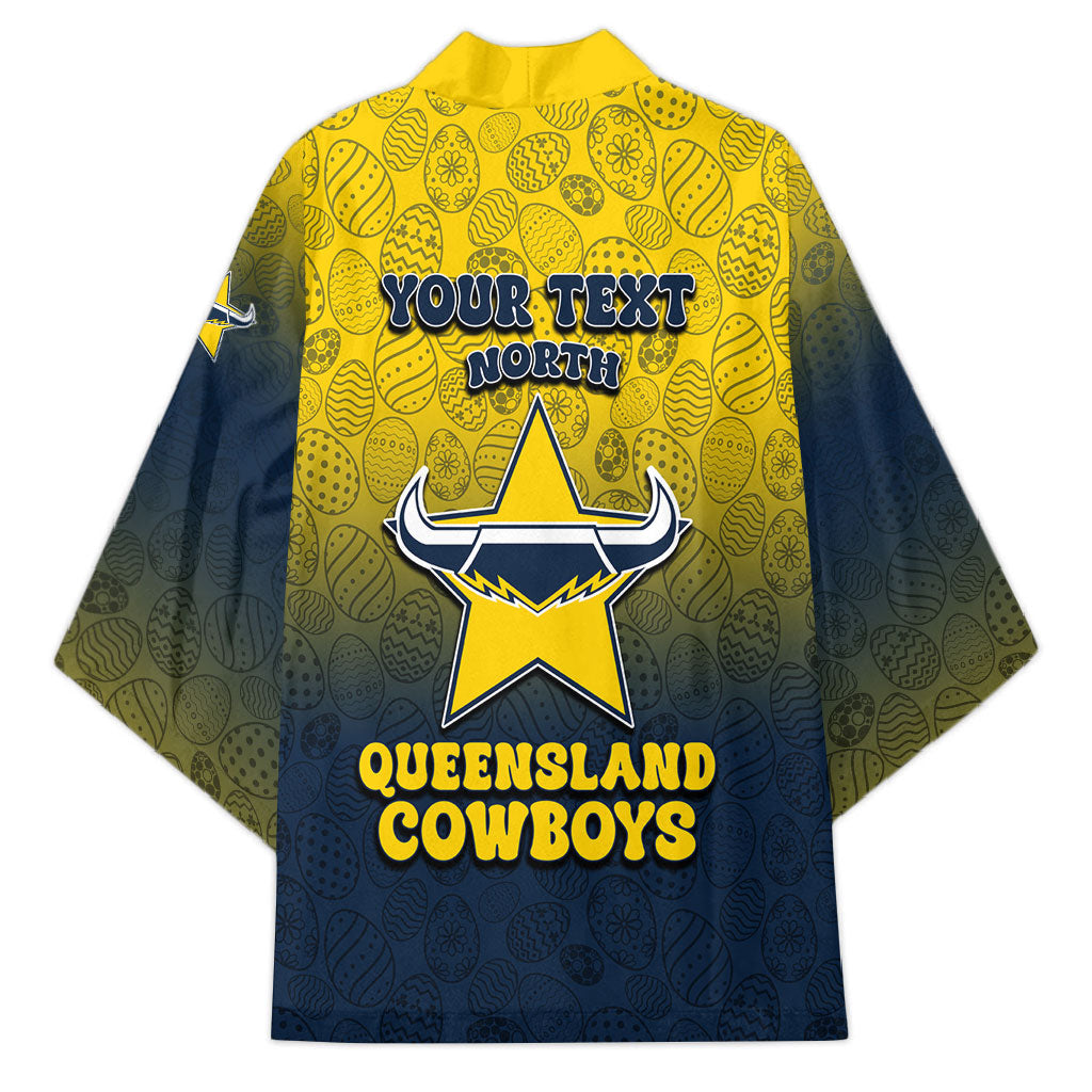 Personalized North Queensland Cowboys Kimono Easter Mascot - Colorful Eggs Cartoon Style