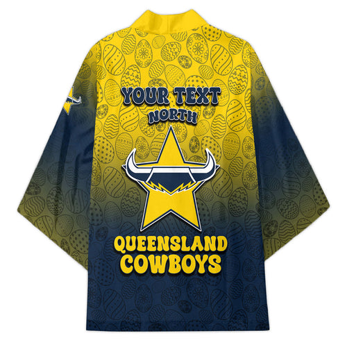 Personalized North Queensland Cowboys Kimono Easter Mascot - Colorful Eggs Cartoon Style