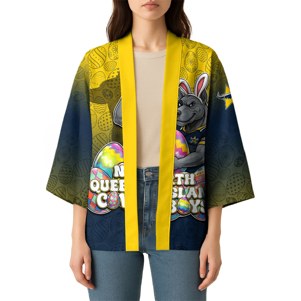 Personalized North Queensland Cowboys Kimono Easter Mascot - Colorful Eggs Cartoon Style