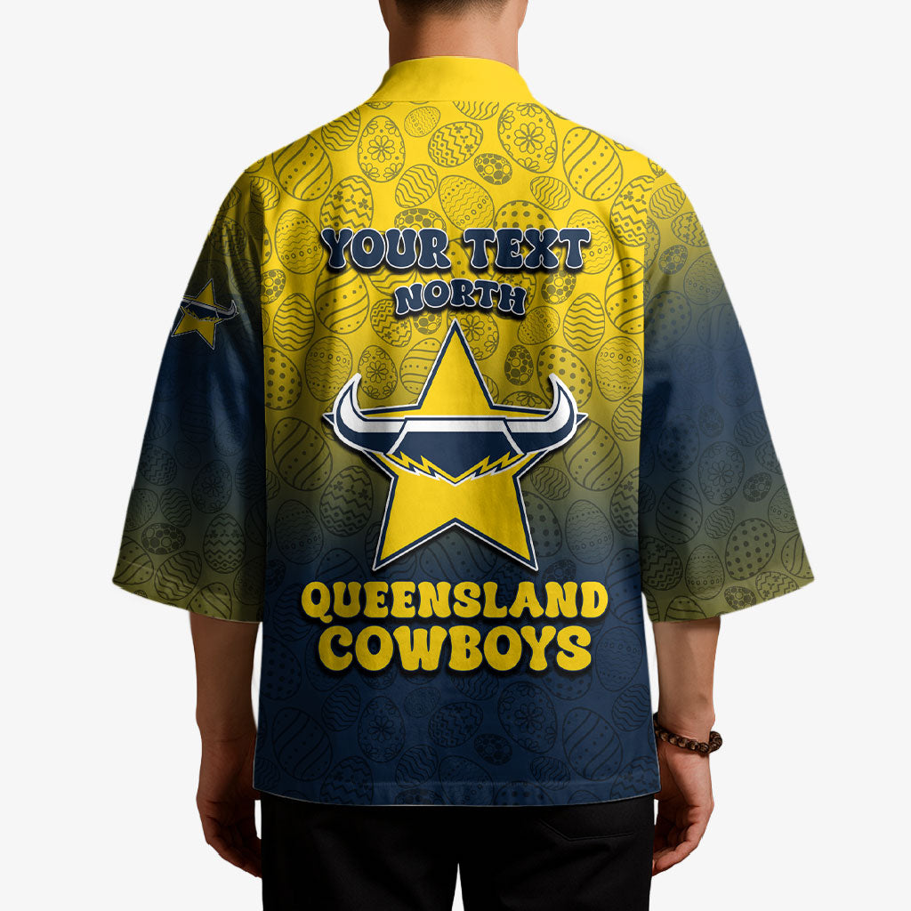 Personalized North Queensland Cowboys Kimono Easter Mascot - Colorful Eggs Cartoon Style