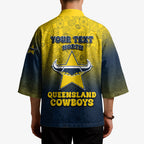 Personalized North Queensland Cowboys Kimono Easter Mascot - Colorful Eggs Cartoon Style