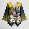 Personalized North Queensland Cowboys Kimono Sleeve Blouse Easter Mascot - Colorful Eggs Cartoon Style