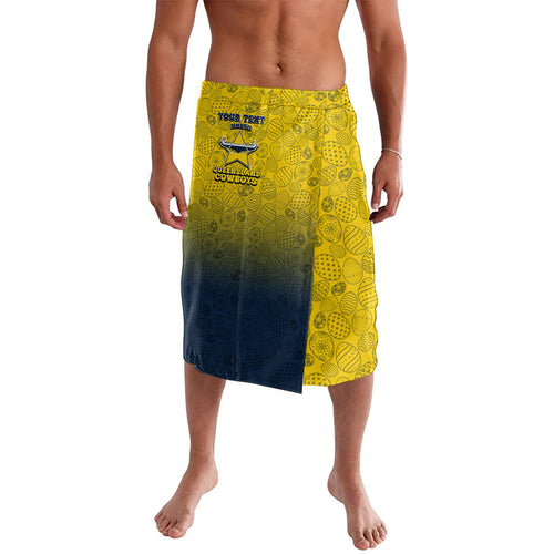 Personalized North Queensland Cowboys Lavalava Easter Mascot - Colorful Eggs Cartoon Style