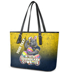 Personalized North Queensland Cowboys Leather Tote Bag Easter Mascot - Colorful Eggs Cartoon Style