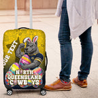 Personalized North Queensland Cowboys Luggage Cover Easter Mascot - Colorful Eggs Cartoon Style