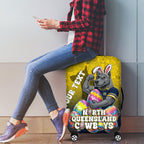 Personalized North Queensland Cowboys Luggage Cover Easter Mascot - Colorful Eggs Cartoon Style