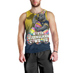 Personalized North Queensland Cowboys Men Tank Top Easter Mascot - Colorful Eggs Cartoon Style