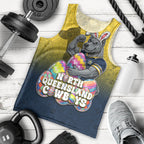 Personalized North Queensland Cowboys Men Tank Top Easter Mascot - Colorful Eggs Cartoon Style