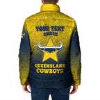 Personalized North Queensland Cowboys Padded Jacket Easter Mascot - Colorful Eggs Cartoon Style
