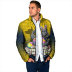 Personalized North Queensland Cowboys Padded Jacket Easter Mascot - Colorful Eggs Cartoon Style