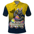 Personalized North Queensland Cowboys Polo Shirt Easter Mascot - Colorful Eggs Cartoon Style
