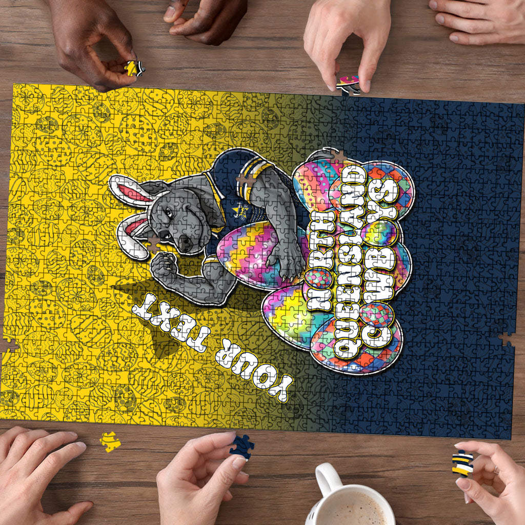 Personalized North Queensland Cowboys Puzzle Easter Mascot - Colorful Eggs Cartoon Style