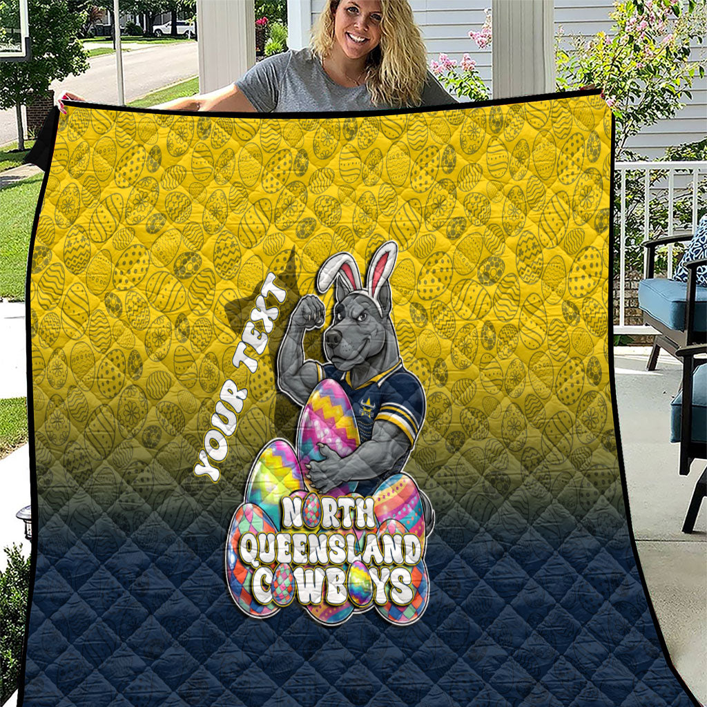Personalized North Queensland Cowboys Quilt Easter Mascot - Colorful Eggs Cartoon Style