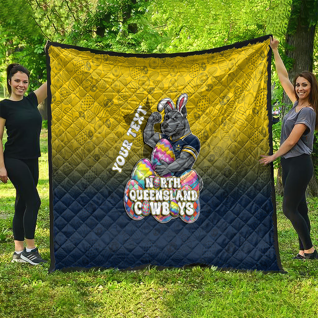 Personalized North Queensland Cowboys Quilt Easter Mascot - Colorful Eggs Cartoon Style
