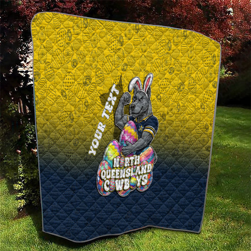 Personalized North Queensland Cowboys Quilt Easter Mascot - Colorful Eggs Cartoon Style