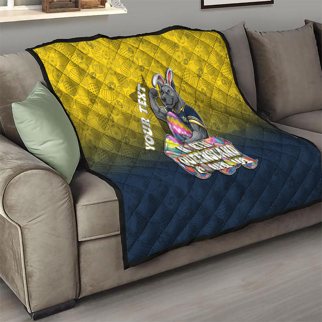 Personalized North Queensland Cowboys Quilt Easter Mascot - Colorful Eggs Cartoon Style