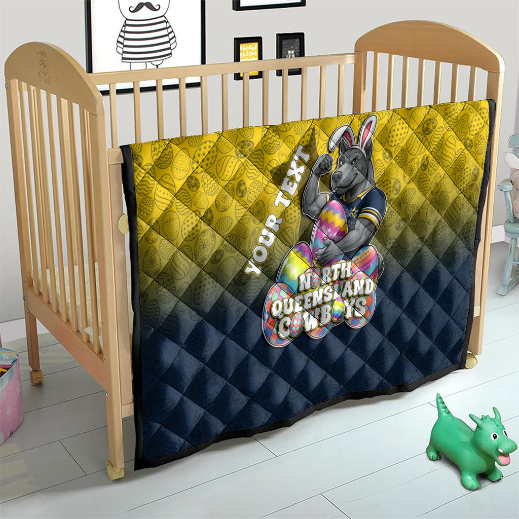 Personalized North Queensland Cowboys Quilt Easter Mascot - Colorful Eggs Cartoon Style