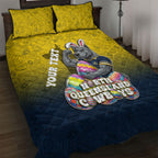 Personalized North Queensland Cowboys Quilt Bed Set Easter Mascot - Colorful Eggs Cartoon Style